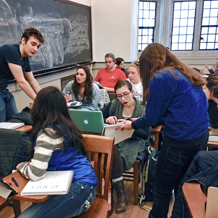Students in James Rolf’s class use Learning Catalytics, an interactive response tool on mobile devices to engage in activities and critical thinking Students in James Rolf’s class use Learning Catalytics, an interactive response tool on mobile devices to engage in activities and critical thinking